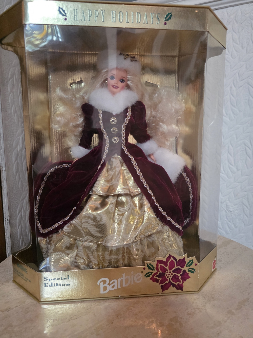 Barbie 1996 Happy Holidays Special Edition Burgundy & Gold Collector Doll